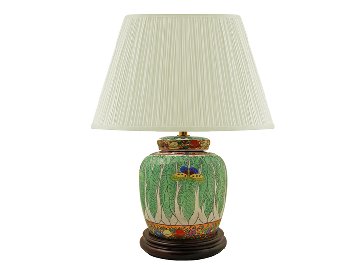 Porcelain lamp base, 22.5 cm, cabbage leaves with butterfly