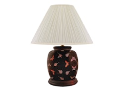 Porcelain lamp base, 22.5 cm, butterflies on a black background