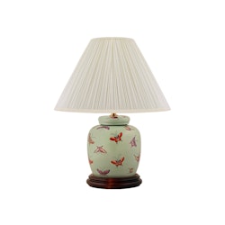 Porcelain lamp base, 22.5 cm, butterflies on a light green background