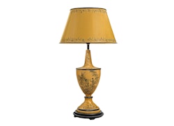 Lampe, handbemalt, gelber Boden, komplett aus Blech