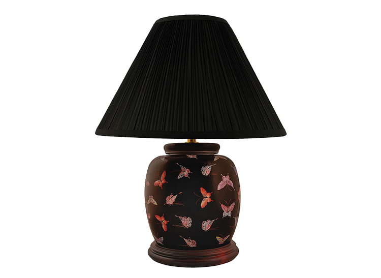 Porcelain lamp base, 17.5 cm, butterflies on a black background