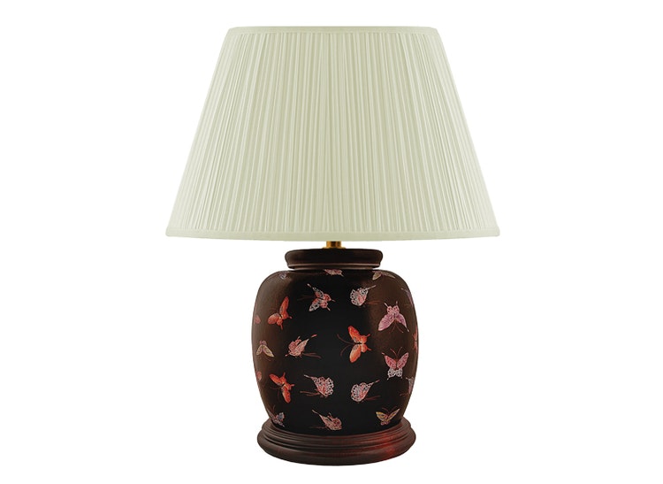 Porcelain lamp base, 17.5 cm, butterflies on a black background