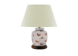 Lampfot porslin, 17,5 cm, fjärilar på ljusblå botten