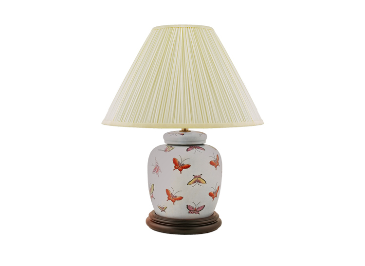 Lamp base porcelain, 17.5 cm, butterflies on a light blue background