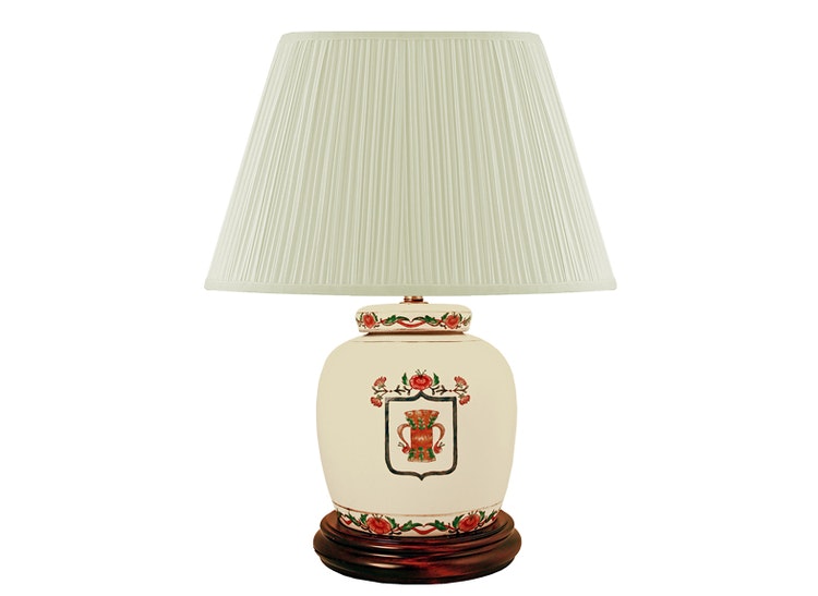 Porcelain lamp base, 17.5 cm, with Vasa coat of arms,  on a white background