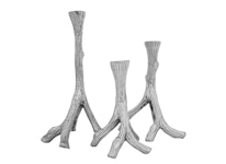 Three candlesticks as tree branches, nickel-plated aluminum