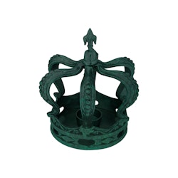 Royal crown for tealights in green patinated aluminum