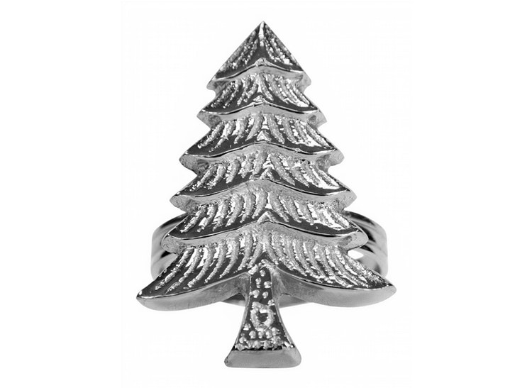 Napkin ring with Christmas tree made of nickel-plated aluminum