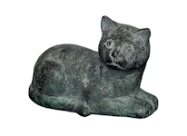 Katt gjord i brons, liggande, 13 cm