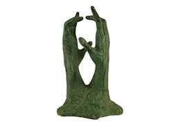 Händer, uppsträckta, 30 cm gjorda i brons