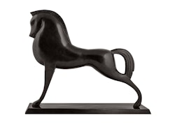 Pferd in Bronze, etruskischer Stil, 50 cm, auf Platte