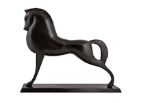 Horse in bronze, Etruscan style, 50 cm, on plate