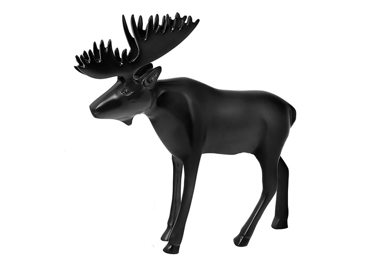 Moose in brass, black matt lacquered, in bronze