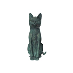 Cat, seated, 45 cm, green patinated