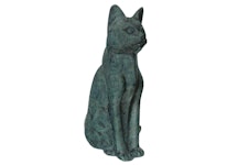 Katt, sittande, 45 cm, grönpatinerad