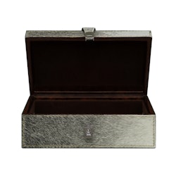 Box, upholstered in fur with velor trim, 19.5 cm x 7.5 cm x 11 cm