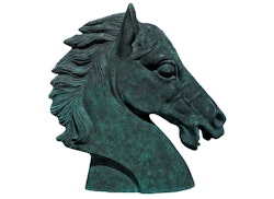 Pferdekopf aus grün patiniertem Aluminium 34 cm