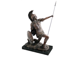 Romersk soldat gjord i brons , 40 cm, m. spjut på marmorsockel, knäböjande, kopia efter E. Drouot