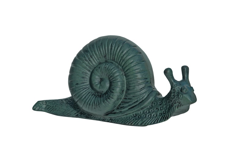 Snail, larger, 26 cm, made of patinated aluminum