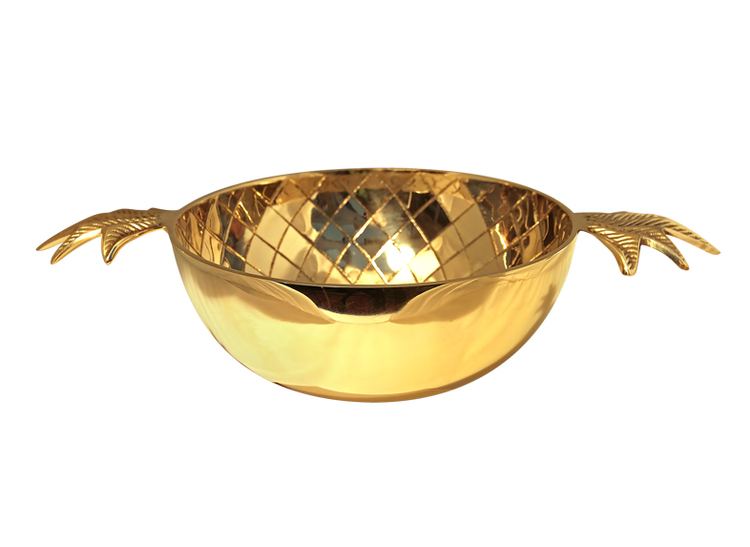 Bowl, pineapple in brass, smaller, Gusums Messing