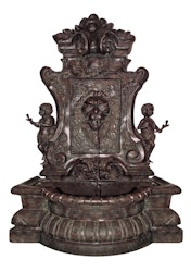Fontän, vägg med lejon och keruber, gjord i brons, från Mr Fredrik
