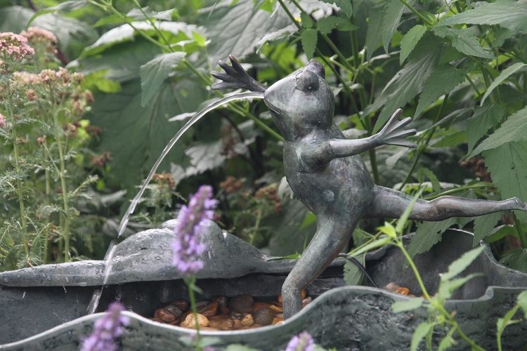 Fountain, running frog in bronze, 35 cm