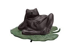 Fountain, frog, in bronze, brown, resting hand lying on leaves from Mr Fredrik