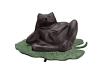 Fountain, frog, in bronze, brown, resting hand lying on leaves from Mr Fredrik