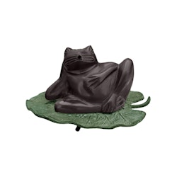 Fountain, frog, in bronze, brown, resting hand lying on leaves from Mr Fredrik