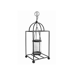Lantern in wrought iron with glass, large
