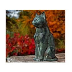 Cat, sitting, 22 cm, black, aluminum