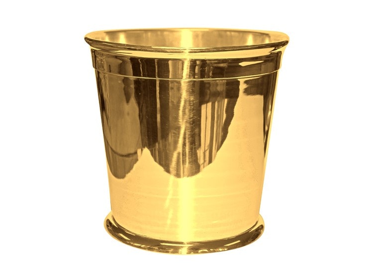 Champagne cooler, flower pot in brass plated with silver