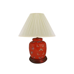 Lamp base, 17.5 cm, butterflies on a coral red background