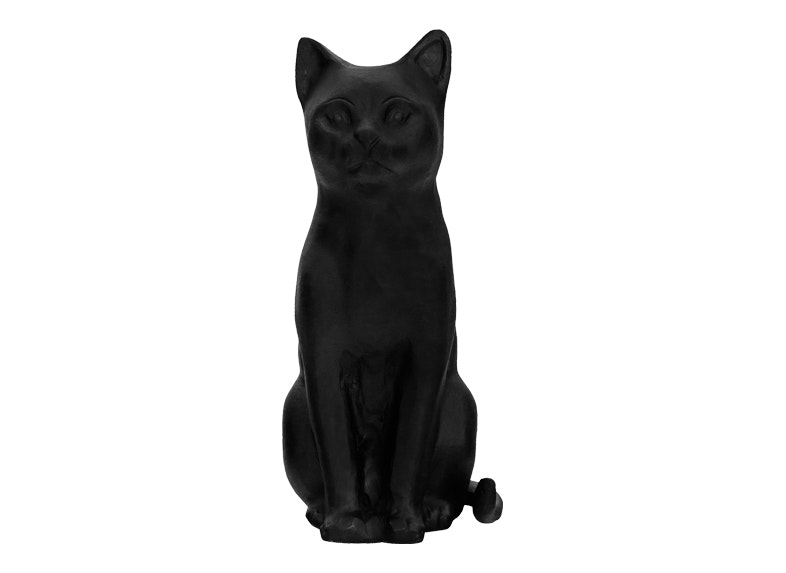 Katt, sittande, 22 cm, svart, gjord i aluminium