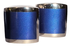 Salt and pepper shaker different design, with metallic sides