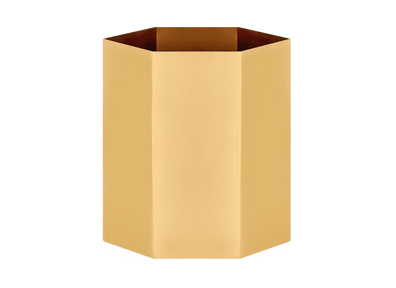 Vase, hexagonal, brass from Gusums Messing, 13.8 cm x 11 cm