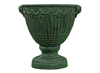 Large pot in classic empire style in green patinated aluminium, diameter 30 cm and height 27 cm.