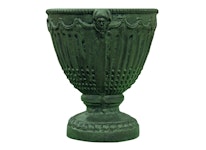 Large pot in classic empire style in green patinated aluminium, diameter 30 cm and height 27 cm.