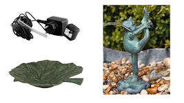 Mr Fredrik fountain package with fountain frog in bronze (FON0097), pump (PUM0252), barrel (FAT0001) and incl. shipping