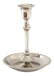 Candlestick in nickel-plated brass that can be made into a tall or low candlestick