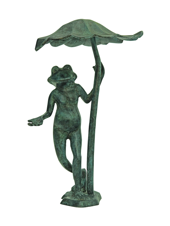 Groda under näckrosblad, 40 cm., grönblå i brons, från Mr Fredrik