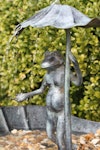 Grenouille sous une feuille de nénuphar, 40 cm, vert-bleu en bronze, de Mr Fredrik