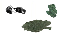 Fountain package frog 12 cm in bronze (FON0085) + pump with hose (PUM0252) + barrel in the form of leaves (FAT0001) + shipping