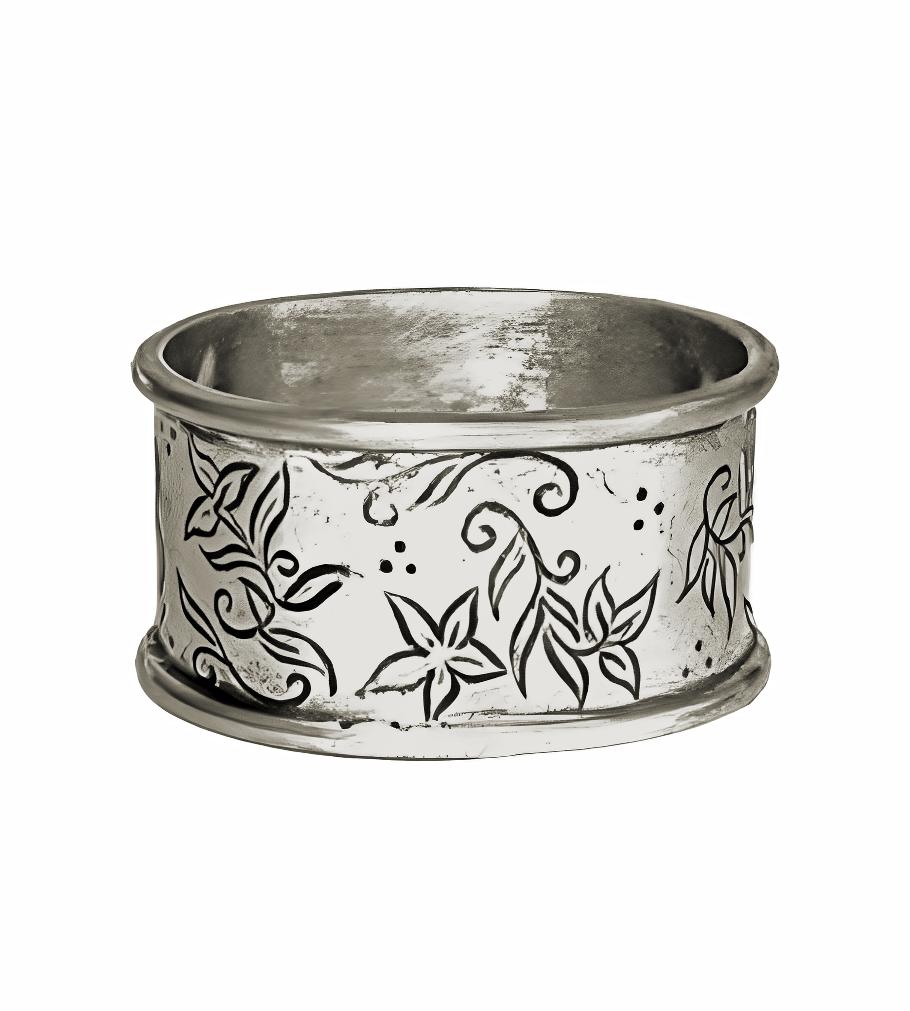 Flower, napkin ring in solid lead-free pewter, 4 cm wide and 5.5 cm long, from Munka Sweden