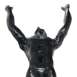 Diving man which is a hanger / hook, in black patinated aluminium