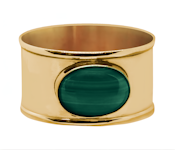 Rond de serviette en laiton, ovale de Gusums Messing, avec véritable pierre de malachite