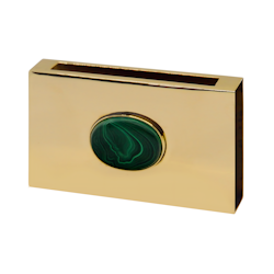 Matchbox larger in polished brass with green malachite stone