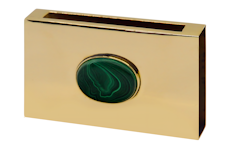 Matchbox larger in polished brass with green malachite stone