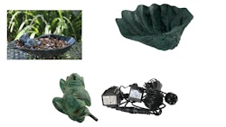 Mr Fredrik fontänpaket med fontängroda i brons, 11 cm inkl. fat, pump med ljus, slang, inkl. frakt