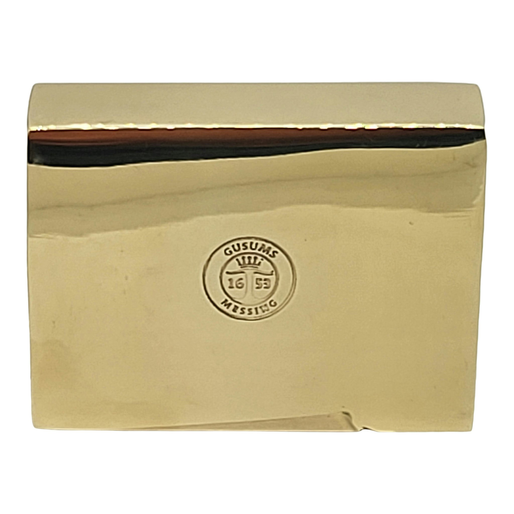 Medium size matchbox in polished brass with lion mascara